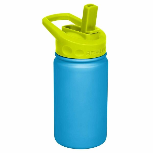 Eat-In Tools 12 oz Double-Wall Vacuum-Insulated Bottles with Straw Caps, Blue & Lime EA3534172